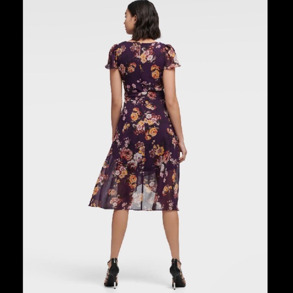 Dkny Floral Flutter Sleeve Chiffon Wrap 